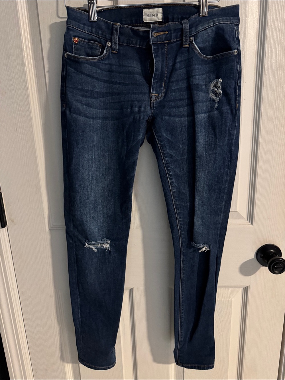 Hudson Jeans Women's Dark Indigo Ripped Skinny Jeans 27x27